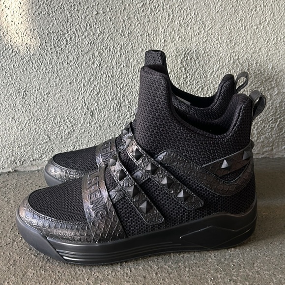 SKYTRACK Mesh Knit High Rivet Leather Black Sneakers SZ EU 40 - Picture 5 of 11